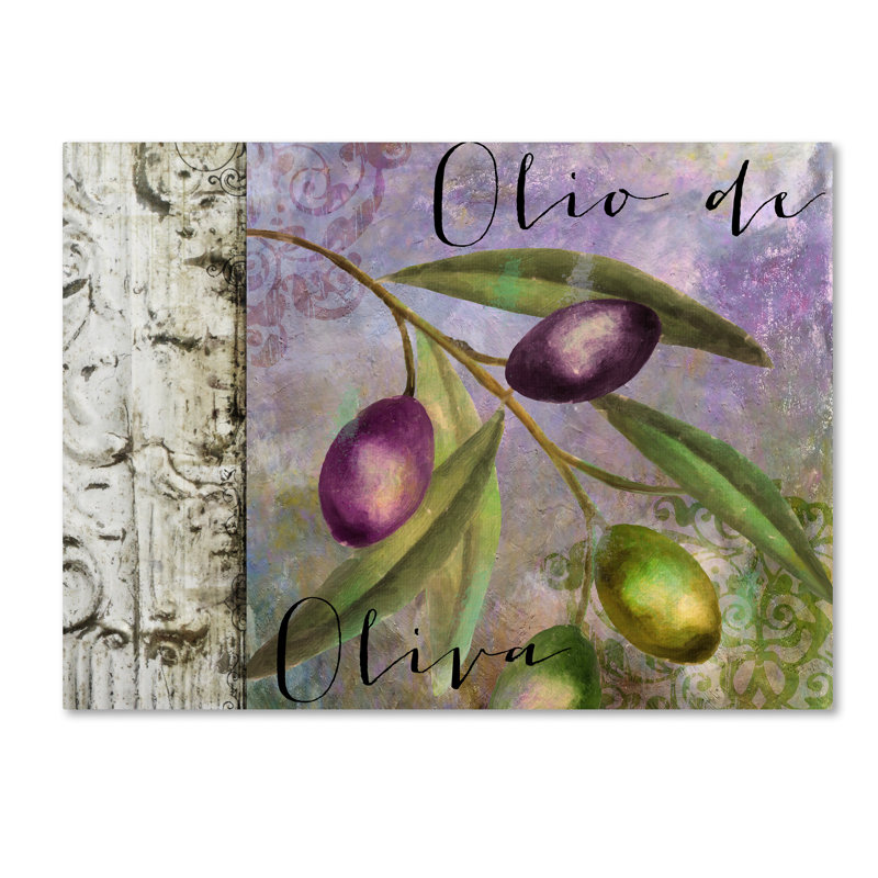 Olivia III Framed Canvas Art with Purple and Green Olives