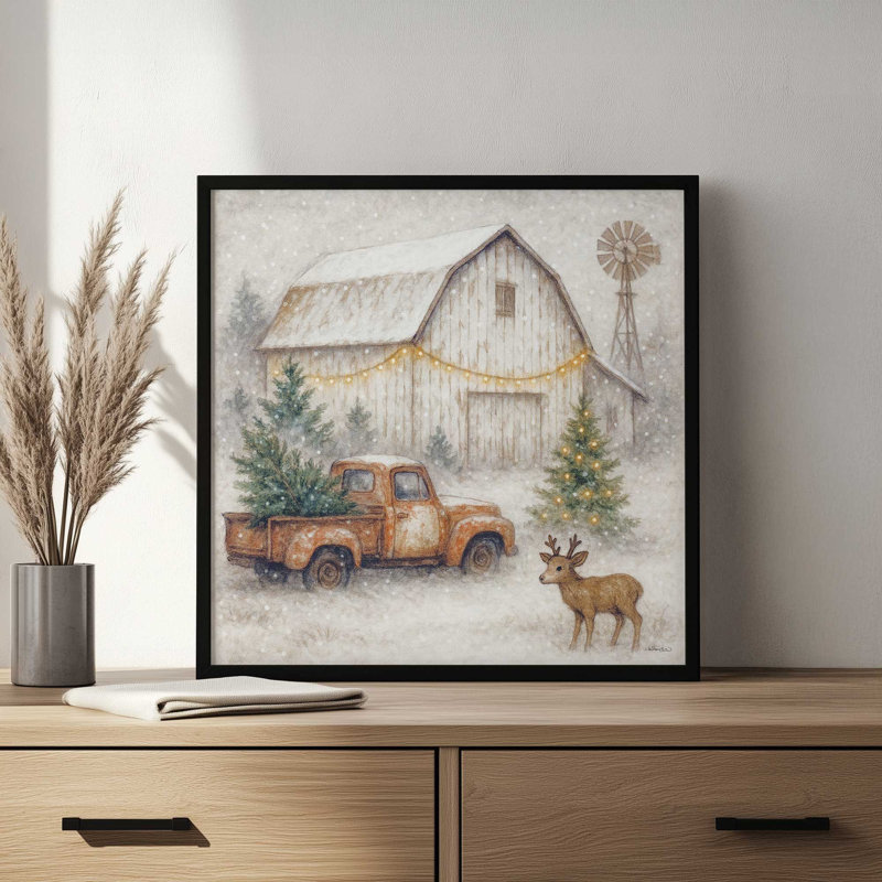 «Christmas is in the air» par Anthony Smith, reproduction d'art, L 20 po x H 20 po, Brun, Impression encadrée