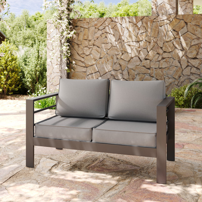 Causeuse en aluminium avec coussin, Gris clair, Gris anthracite