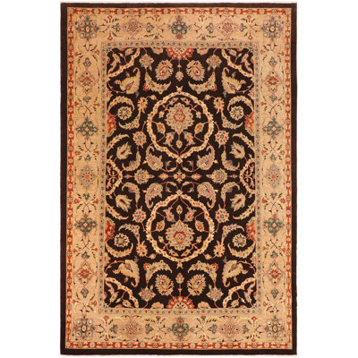 Tapis oriental brun clair / noir / brun en laine noué à la main 10 pi x 13 pi 10 po Oriental