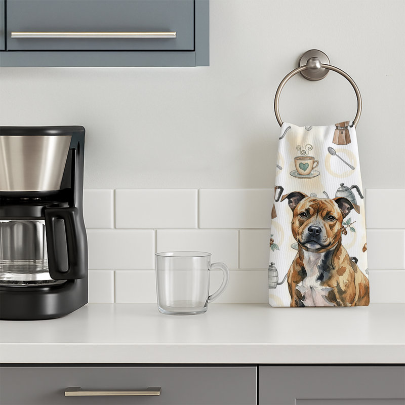 Serviette de cuisine Coffee Bar, Brindle Staffordshire Bull Terrier