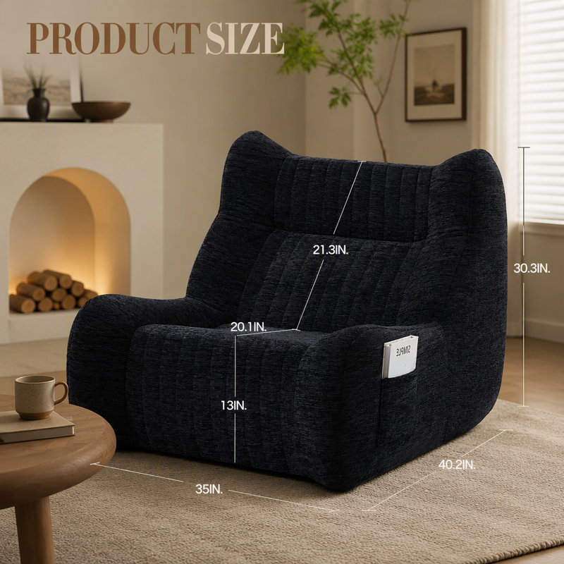 Fauteuil d'appoint Bean Bag Chair, Noir