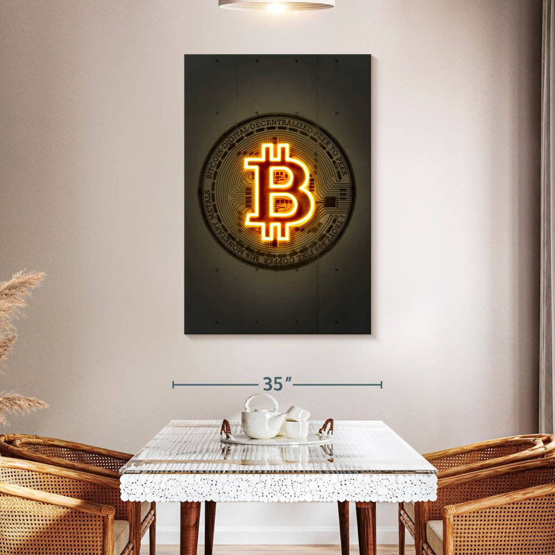 Neon Bitcoin, H 48 po x l 32 po