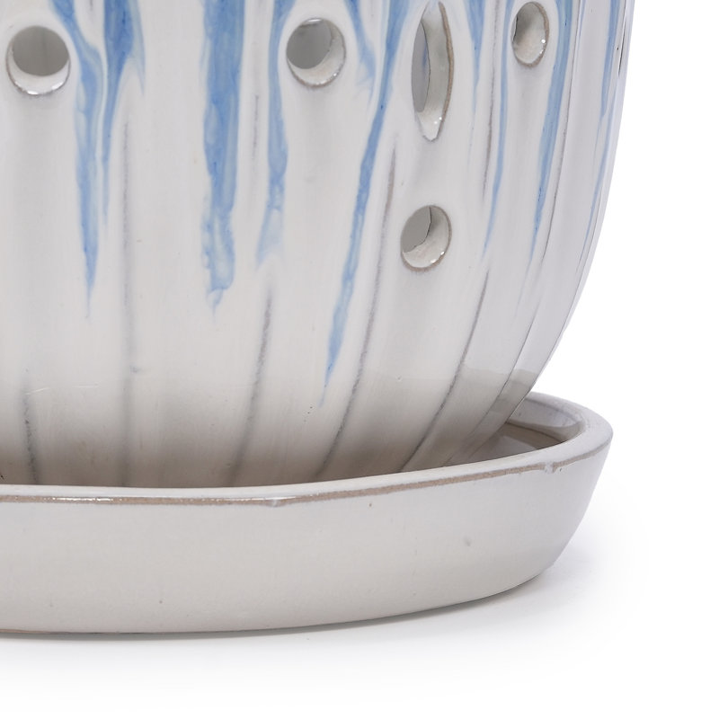 Ensemble de pots à fleurs en céramique faits à la main dégradé bleu et blanc (7,48 po x 8,07 po et 5,51 po x 6,1 po), pot de fleurs d'intérieur / extérieur pour orchidées, plantes grasses sur le rebord de la fenêtre, respirant avec trous de drainage