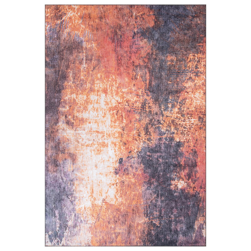 Luxurious Machine Washable Area Rug, 4.9 x 7.5 Feet, 100% Polyester, 1850 g/m², Pile Height: 0.2 inches | Eco-Friendly Recycled Poly Cotton Backing | Perfect for Living Room & Bedroom, Soft and Durable Design