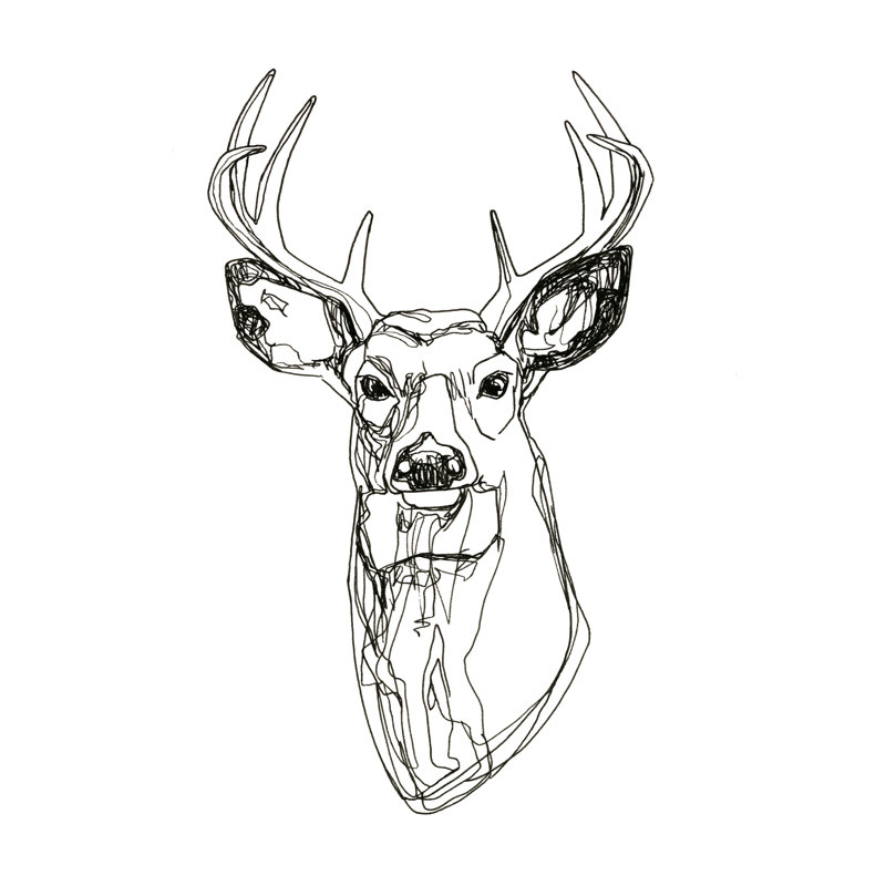 Whitetail Wireframe II by Emma Scarvey - Painting, Black Floater Framed, 46 cm H x 30 cm W