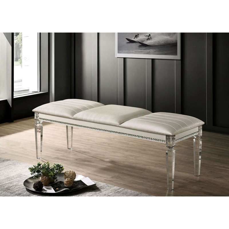 Banc avec assise rembourrée et pieds en acrylique
