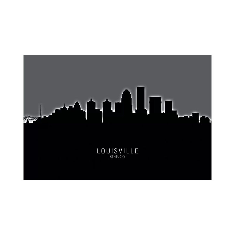 Louisville Kentucky City Skyline by Michael Tompsett - 1 Piece Wrapped Canvas Wall Art, 20.32 cm H x 30.48 cm W
