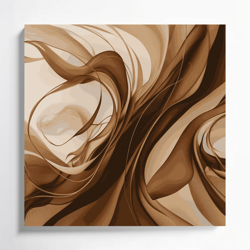 «Lyrical Abstraction 23», art mural sur toile beige, H 12 po x l 12 po