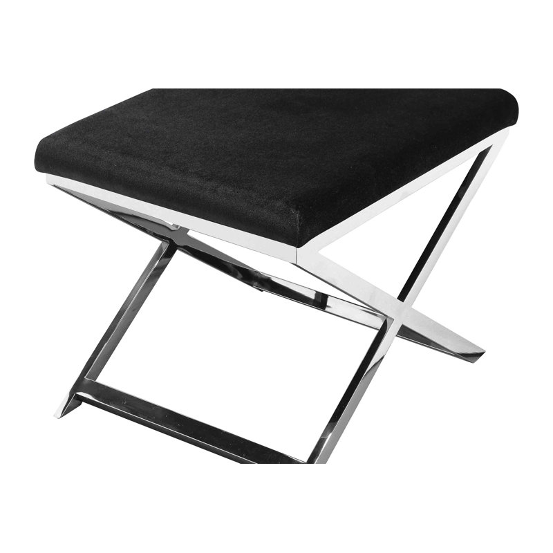 Tabouret d'appoint Axel, Argent argent, Noir