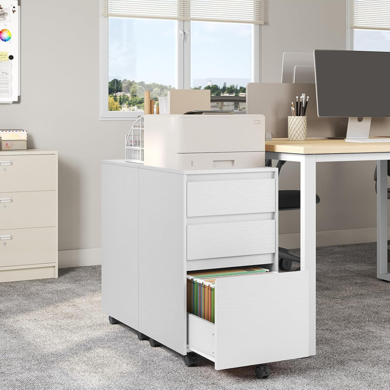 Orrin 40cm Wide 3 -Drawer Mobile File Cabinet, White