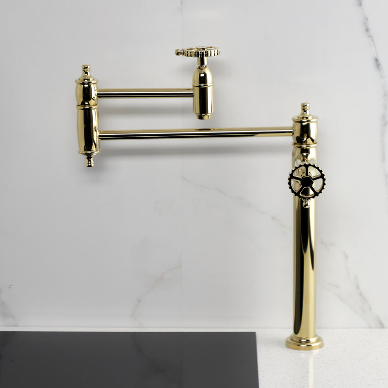 Robinet remplisseur à fixation sur plateau Kingston Brass KS3703CG, laiton antique, Laiton poli