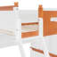 Lit superposé simple au-dessus d'un lit double en bois avec garde-robe, tiroirs, tablettes et lumière DEL (blanc + orange)