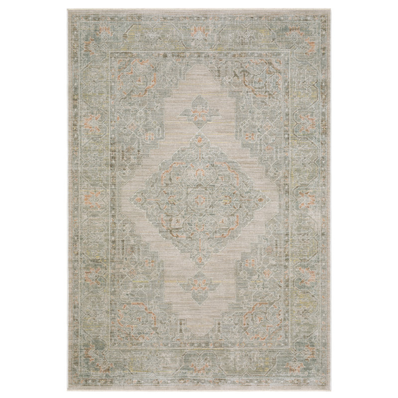 Kulas Global Medallion Beige/ Multi Area Rug, Rectangle 6'7" x 9'9"