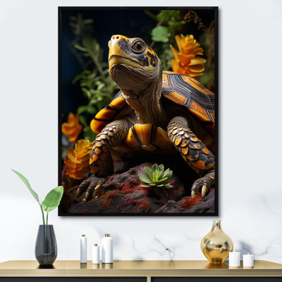 Tortue, portrait floral I - animaux, impressions sur toile