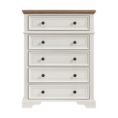 Picket House Furnishings Ulysses Youth 5-Drawer Chest in Brown and White by Picket House Furnishings