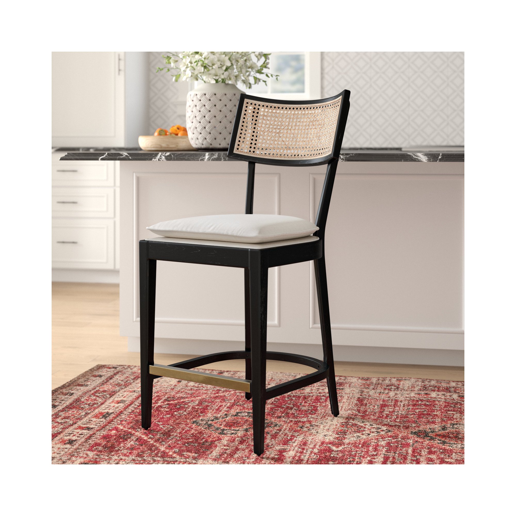 Britt Counter & Bar Stool, Cream, Counter Stool (26" Seat Height), Black