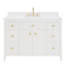 Meuble-lavabo simple 49 po en bois massif avec plateau en pierre d'ingénierie blanc de Carrare, aucun assemblage requis