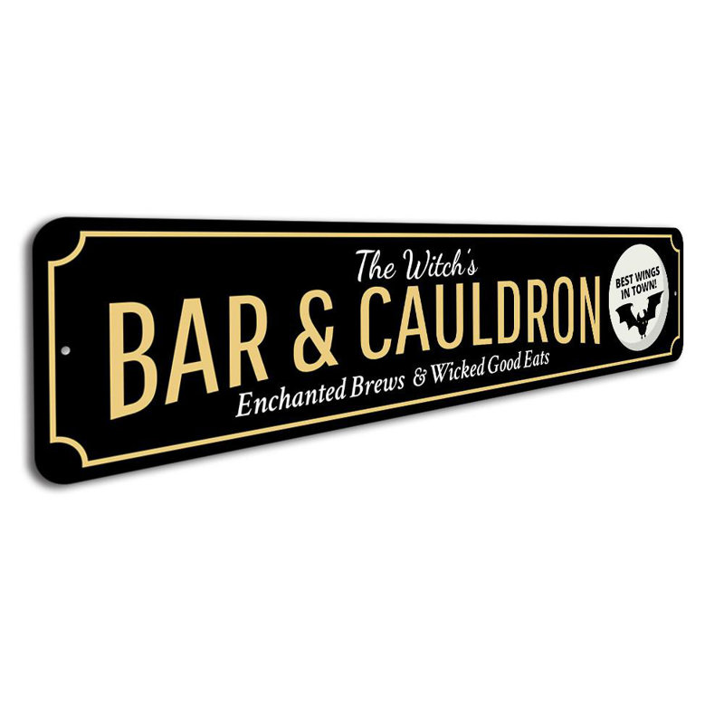 Plaque en aluminium Witch's Bar and Cauldron, H 4 po x l 18 po x P 0,04 po