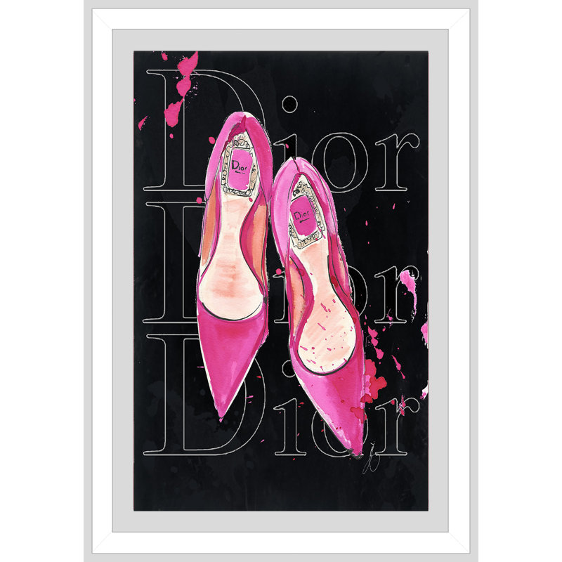 « b rose dior chaussures », impression, H 39,5 po x l 27,5 po x P 0,75 po, Cadre en acrylique blanc