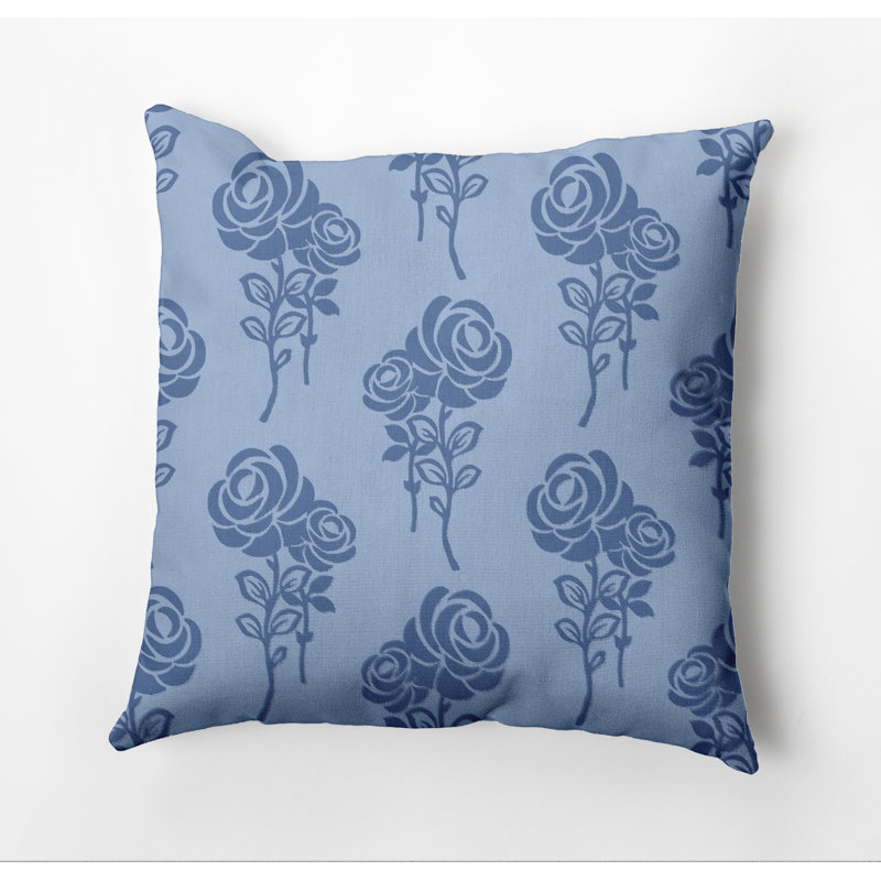 Housse de coussin d'extérieur carré Botanical Blooms, 16 po x 16 po, Bleu