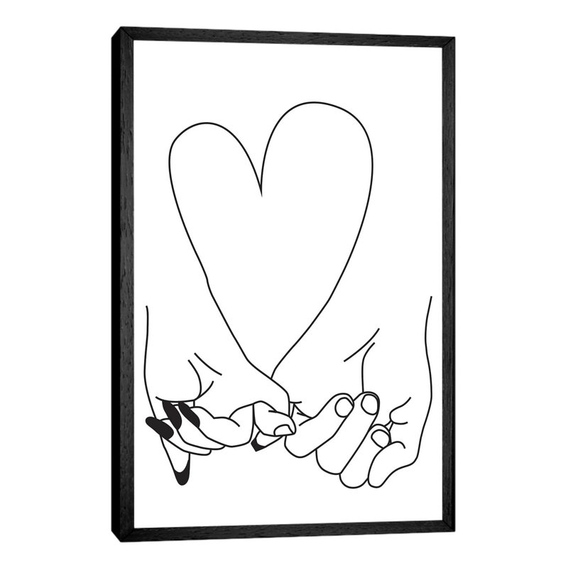 Pinky Promise, Him & Her 1 Piece Wall Art on Canvas, 101.6 cm H x 66.04 cm W, Black Framed