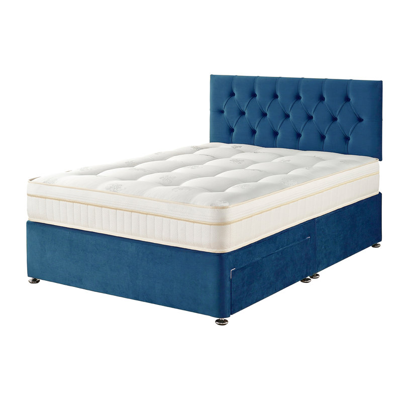 Orason Pocket Memory Divan Bed Set, Marine, Kingsize (5'), No Drawers