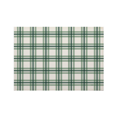 Green Plaid 4 Pack Luxurious Vegan Leather Placemats