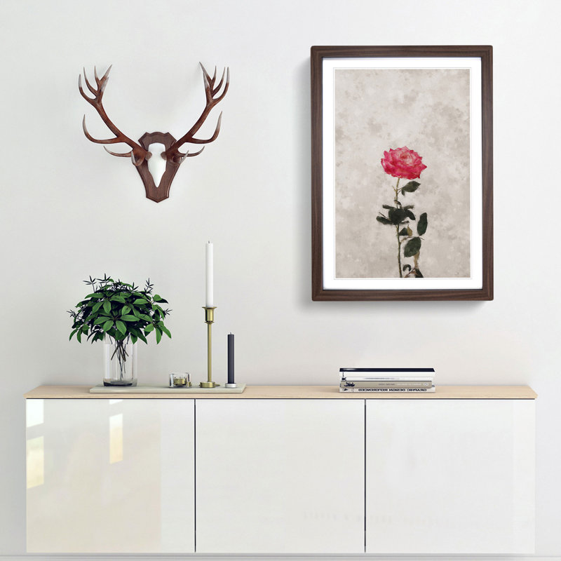 Climbing Pink Rose - Picture Frame Painting Print, 33cm H x 24cm W x 2cm D, Walnut Framed