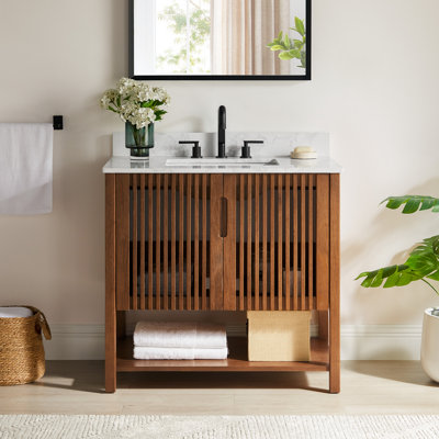  Hernest 36" Fully Assembled Single Bathroom Vanity with Engineered Marble Top