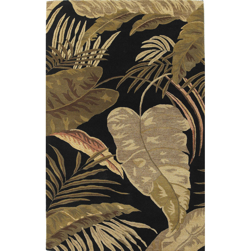 Tapis brun / beige en laine touffeté à la main Ryant, Rectangle 5 pi x 8 pi