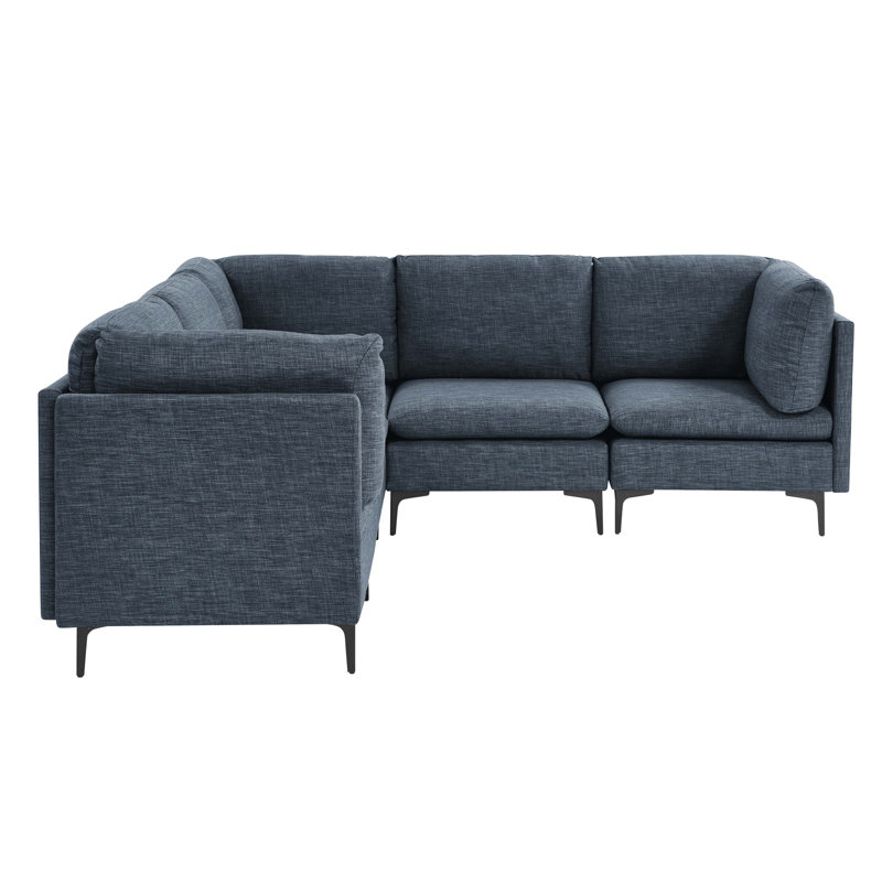 Canapé modulaire rembourré avec pieds en métal, Bleu très foncé
