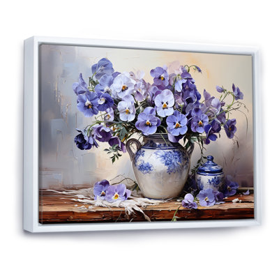 «Mauve Pansies Farmhouse Still Life - Pansies», art mural