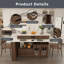 Îlot de cuisine avec table extensible et pivotante, MDF avec placage de marbre, design rétro, 4 tiroirs et placards à portes vitrées avec prise intégrée, coin repas extensible pour 2 à 4 personnes (noyer)