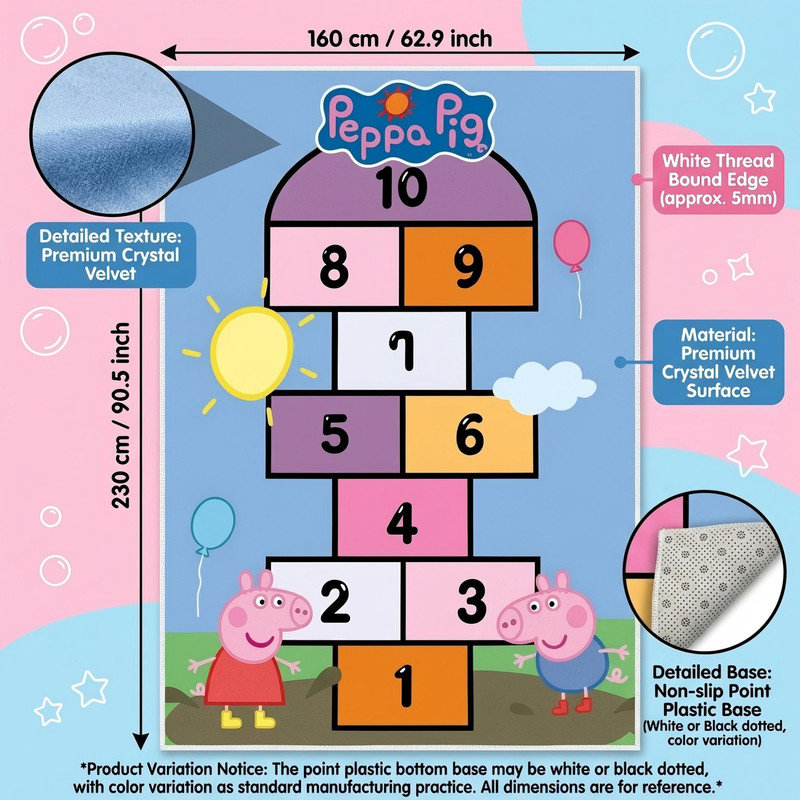 Tapis de jeu de marelle pour enfant Peppa Pig 62,9 po x 90,5 po