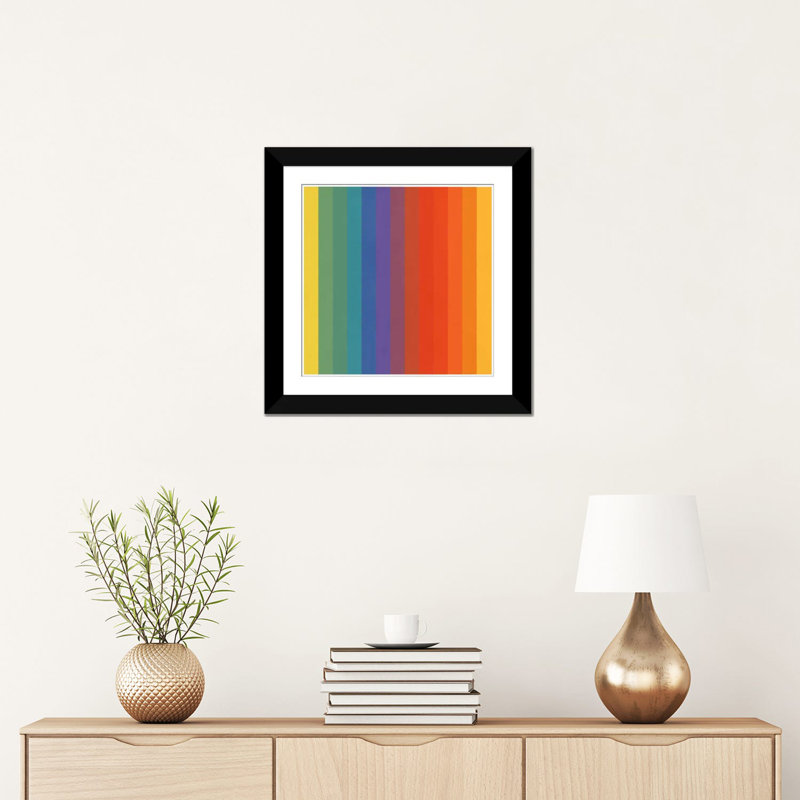 Albree Modern cPride Pattern, impression sur toile, H 16 po x l 16 po x P 1 po, Papier d'art encadré noir, Blanc