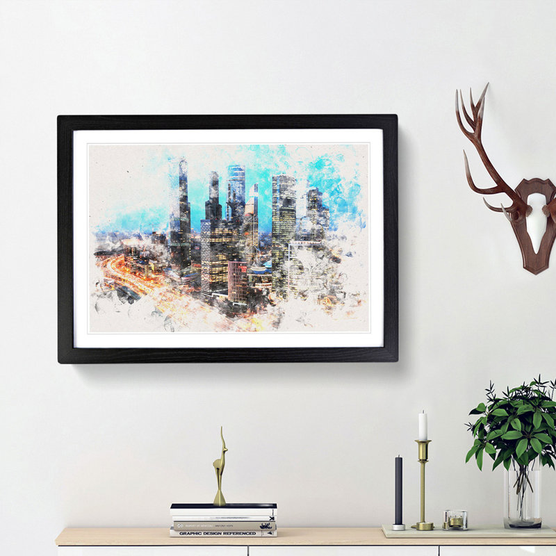 Moscow Russia Skyline - Framed Print, 62cm H x 87cm W x 2cm D, Black Framed