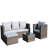 Outdoor garden patio furniture 4-piece pe rattan wicker sofa set with cushions and coffee table - shallow gray.