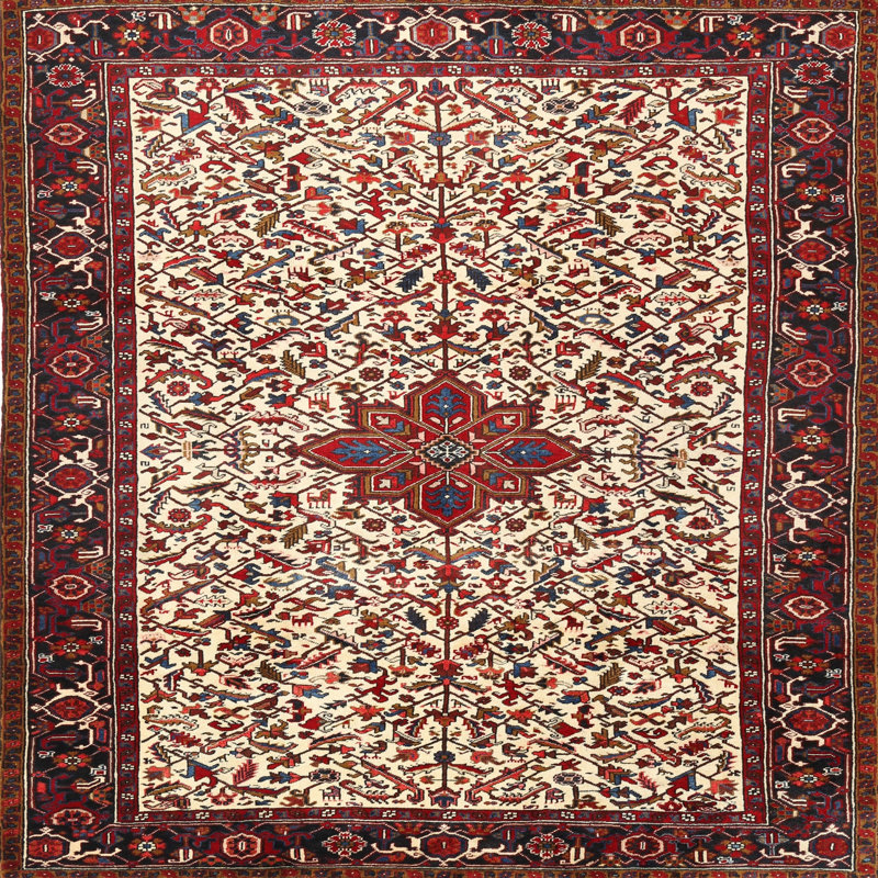 Tapis oriental rose / beige Taliah, Carré 7 pi