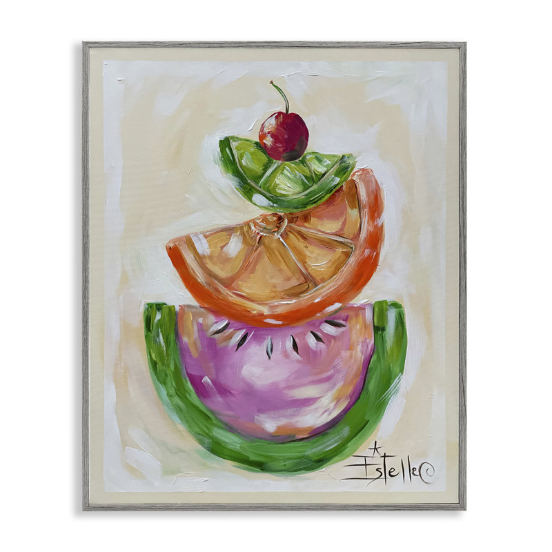 Art de la giclée par tranches de fruits empilés par Estelle Grengs, Estampe numérique Farmhouse, H 20 po x l 16 po