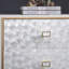 Blanc + bois manufacturé doré + armoire d'appoint en acier inoxydable