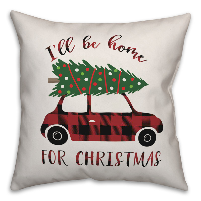  Housse de coussin d'extérieur «I'm Be Home for Christmas», 18 po x 18 po, Housse de coussin seulement - Insert
