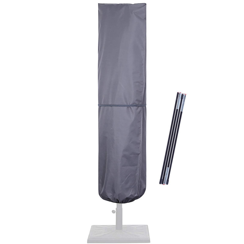 Patio Umbrella Cover With Rod For 7 To 11 Ft Umbrellas & 15 Ft Double-Sided Umbrellas, 600D Protective Waterproof Cover With Zipper, Gray