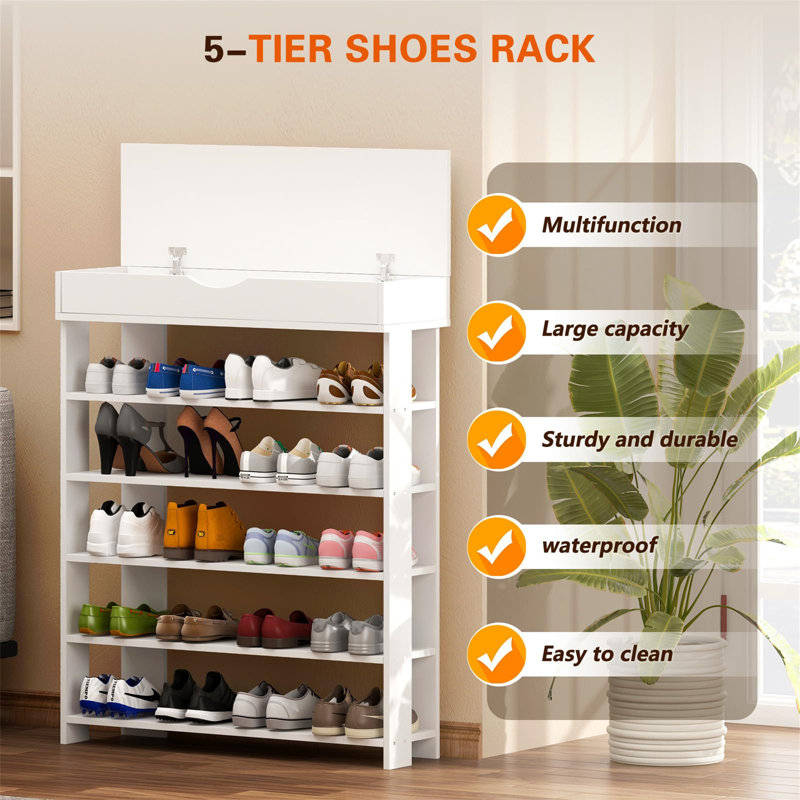 20 Pair Shoe Rack, White