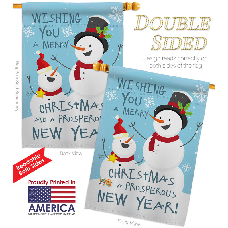 Bonhomme de neige à souhait, polyester à 2 faces 40 x 28 po Ensemble de drapeaux