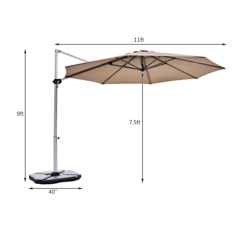 Parasol en porte-à-faux 11 pi Gahn, Brun clair