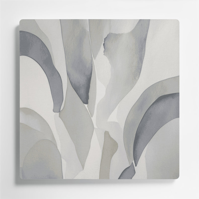 Abstrait aquarelle 4, art mural gris en métal, H 12 po x l 12 po