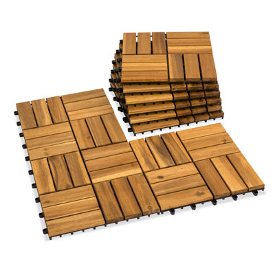 12" x 12" Solid Wood Interlocking Deck Tile