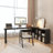 Black L-Shaped Solid Wood Executive Desk-393799455-393799450