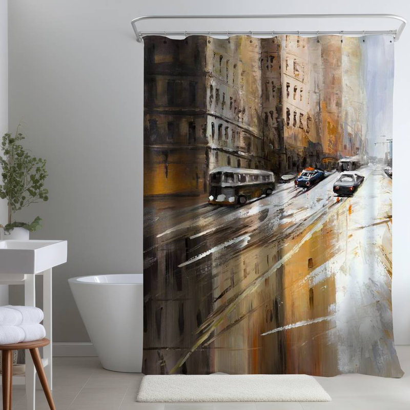 Shower Curtain CI244 – Polyester Shower Curtain, Dye Sublimation Print, 71" W × 74" L
